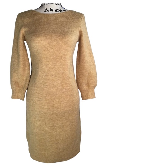 Vera Moda Balloon Sleeve Knit Sweater Dress  in Wheat Size Small (Fits like a M) - Picture 13 of 16